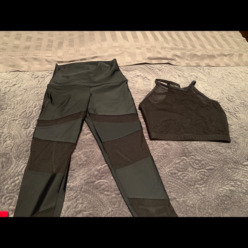 Mesh leggings with matching top.